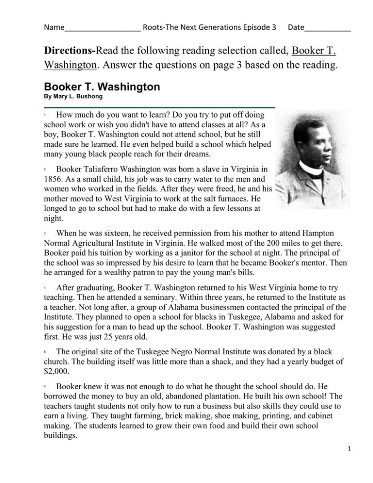 Реферат: Booker T Washington 2 Essay Research Paper