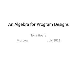 An Algebra for Program Designs Tony Hoare Moscow July 2011