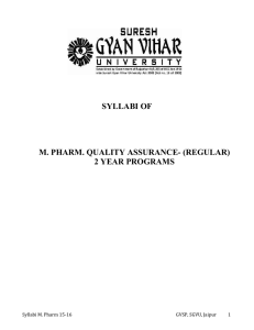 SYLLABI OF  M. PHARM. QUALITY ASSURANCE- (REGULAR) 2 YEAR PROGRAMS