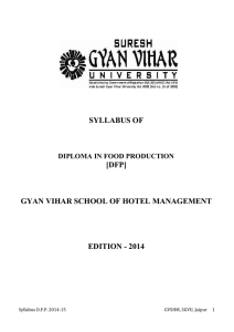 SYLLABUS OF  [DFP] GYAN VIHAR SCHOOL OF HOTEL MANAGEMENT
