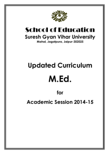 M.Ed. School of Education Updated Curriculum Suresh Gyan Vihar University
