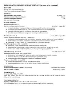 JSOM MBA/EXPERIENCED RESUME TEMPLATE (remove prior to using) Julia Doe