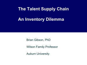 The Talent Supply Chain An Inventory Dilemma Brian Gibson, PhD Wilson Family Professor