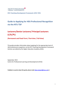 Guide to Applying for HEA Professional Recognition via the NTU TDF