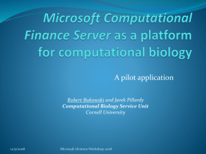 A pilot application Robert Bukowski and Jarek Pillardy Cornell University