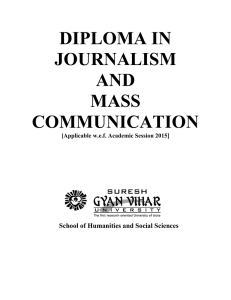DIPLOMA IN JOURNALISM AND MASS