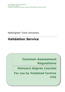 Validation Service Common Assessment Regulations Honours degree courses