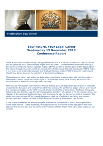 Your Future, Your Legal Career Wednesday 13 November 2013 Conference Report