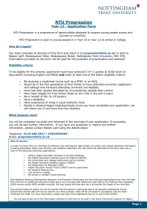 NTU Progression Year 12 - Application Form