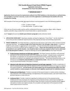 VSU Faculty Research Seed Grant (FRSG) Program Application Instructions