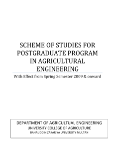SCHEME OF STUDIES FOR POSTGRADUATE PROGRAM IN AGRICULTURAL