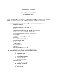 PRIOR LEARNING ASSESSMENT ASLS I:  AMERICAN SIGN LANGUAGE II