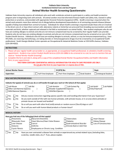 Animal Worker Health Screening Questionnaire