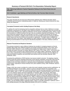 Summary of Packard-CSU Ed.D. Pre-Dissertation Fellowship Report