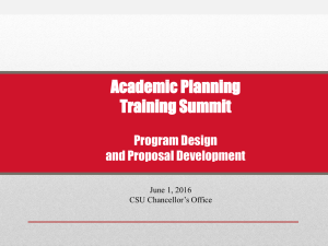 Academic Planning Training Summit Program Design and Proposal Development
