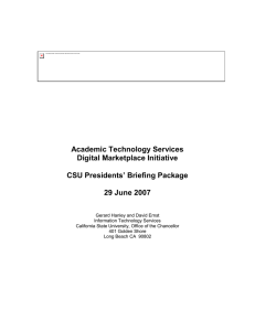 Academic Technology Services Digital Marketplace Initiative  CSU Presidents’ Briefing Package