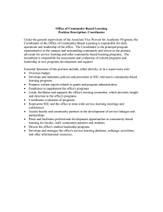 Office of Community-Based Learning Position Description: Coordinator