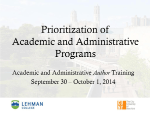 Prioritization of Academic and Administrative Programs Author