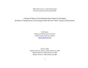 A Review of Options for Facilitating Student Progress to the... By Means of Taking Classes at CSU Campuses Other than...