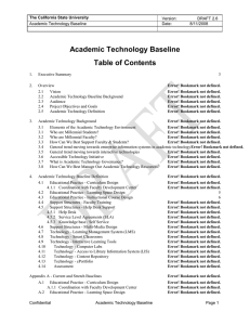 Academic Technology Baseline Table of Contents