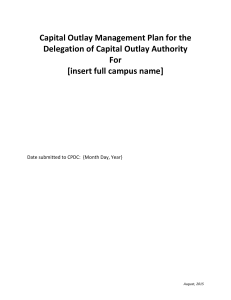 Capital Outlay Management Plan for the Delegation of Capital Outlay Authority For