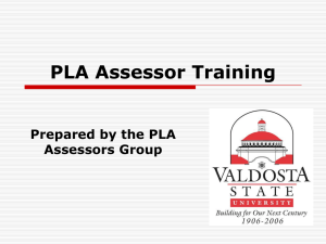 PLA Assessor Training Prepared by the PLA Assessors Group