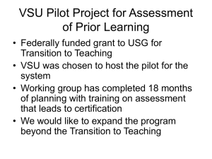VSU Pilot Project for Assessment of Prior Learning