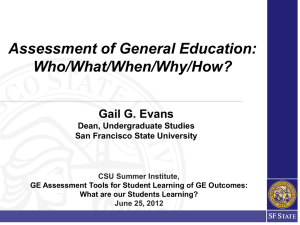 Assessment of General Education: Who/What/When/Why/How? Gail G. Evans Dean, Undergraduate Studies