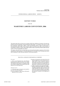 REPORT FORM MARITIME LABOUR CONVENTION, 2006 INTERNATIONAL LABOUR OFFICE   GENEVA