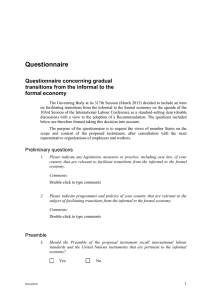 Questionnaire Questionnaire concerning gradual transitions from the informal to the formal economy