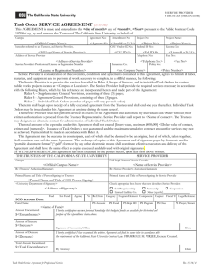 Task Order SERVICE AGREEMENT  &lt;day of month&gt; et seq