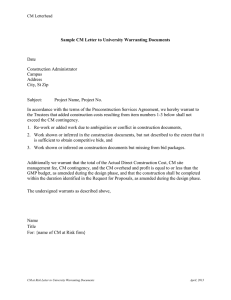 Sample CM Letter to University Warranting Documents Date Construction Administrator