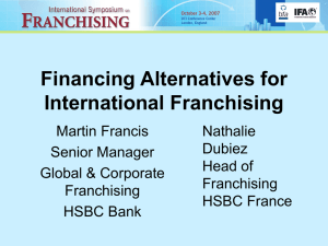 Financing Alternatives for International Franchising