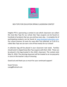 BOX TOPS FOR EDUCATION SPRING CLASSROOM CONTEST