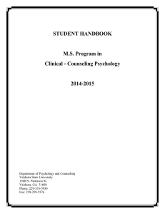 STUDENT HANDBOOK M.S. Program in Clinical - Counseling Psychology