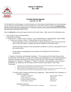 FACULTY SENATE Est. 1991  Faculty Senate Agenda