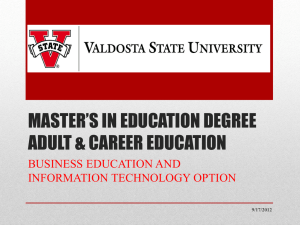 MASTER’S IN EDUCATION DEGREE ADULT &amp; CAREER EDUCATION BUSINESS EDUCATION AND