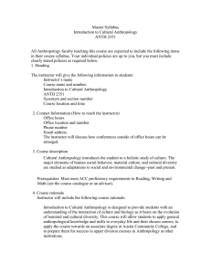 Master Syllabus Introduction to Cultural Anthropology ANTH 2351