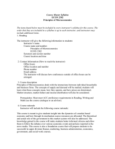 Course Master Syllabus ECON 2302 Principles of Microeconomics