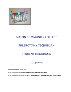 AUSTIN COMMUNITY COLLEGE PHLEBOTOMY TECHNICIAN STUDENT HANDBOOK 2013-2014