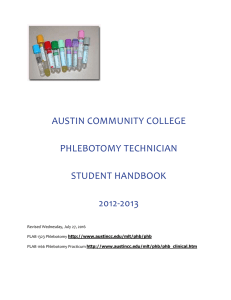 AUSTIN COMMUNITY COLLEGE PHLEBOTOMY TECHNICIAN STUDENT HANDBOOK 2012-2013