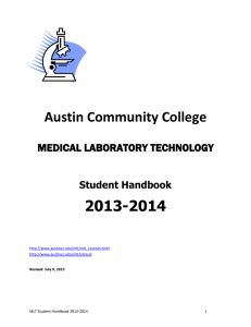 Austin Community College 2013-2014  MEDICAL LABORATORY TECHNOLOGY