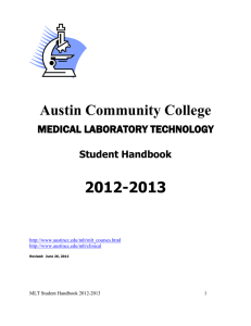 Austin Community College  2012-2013 MEDICAL LABORATORY TECHNOLOGY