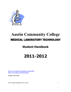 Austin Community College  2011-2012 MEDICAL LABORATORY TECHNOLOGY