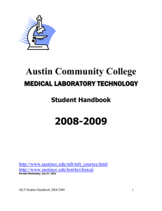 Austin Community College  2008-2009 MEDICAL LABORATORY TECHNOLOGY