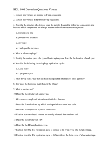 BIOL 1406 Discussion Questions: Viruses