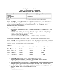 First-Day Handout for Students MATH 1333 Mathematics for Measurement