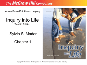 Inquiry into Life Sylvia S. Mader Chapter 1 Lecture PowerPoint to accompany