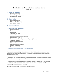 Health Sciences Division Policies and Procedures 2011-2012