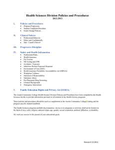 Health Sciences Division Policies and Procedures  2012-2013 I.